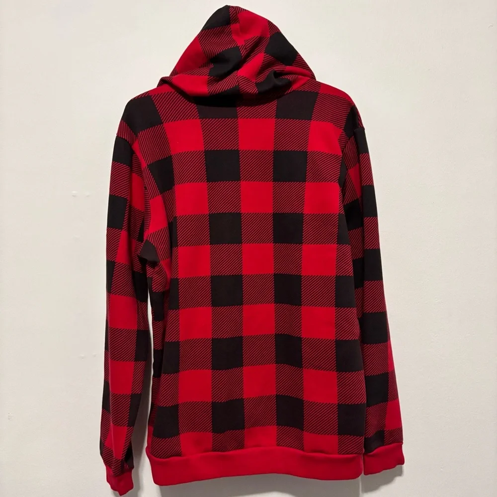 🆗 Columbia Red and Black Buffalo Plaid Hooded Sweater - Picture 2 of 6